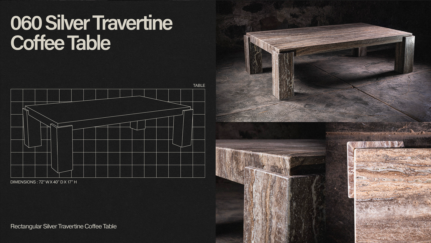 060 Silver Travertine Coffee Table