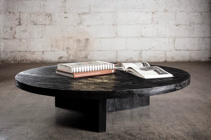 Solid Black Round Coffee Table