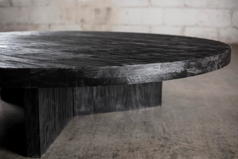 Solid Black Round Coffee Table